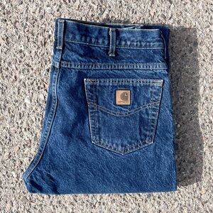 Vtg Carhartt Heavyweight Denim Jeans Dark Wash (34.5x30) Workwear Minimalist
